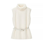 Casual Minimalist Waist Belt High Neck Fur Vest variant CJJK273509501AZ|CJJK273509502BY|CJJK273509503CX