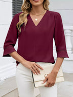 V-neck 3/4 Sleeve Blouse (4)