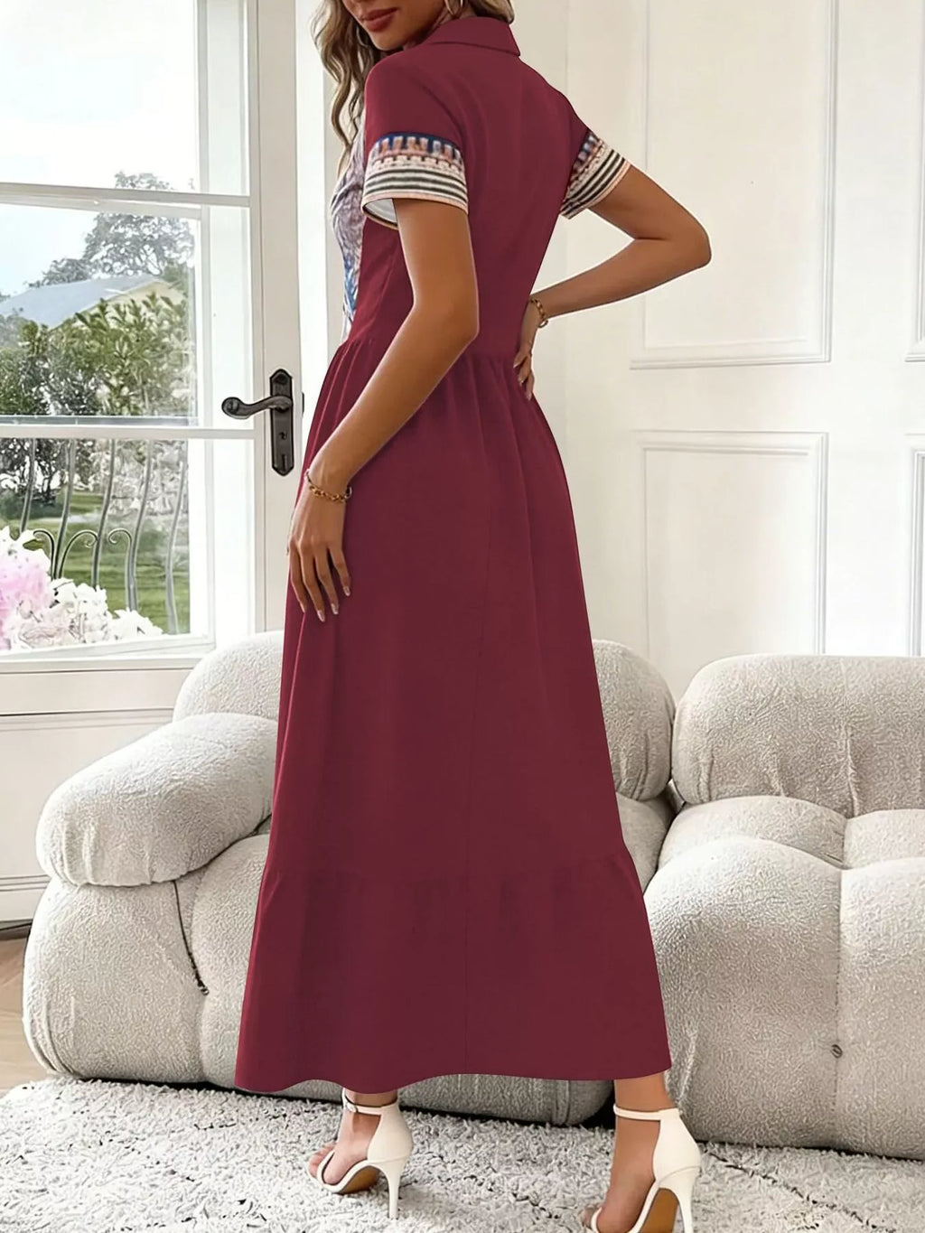 Printed Button-front Maxi Dress (2)