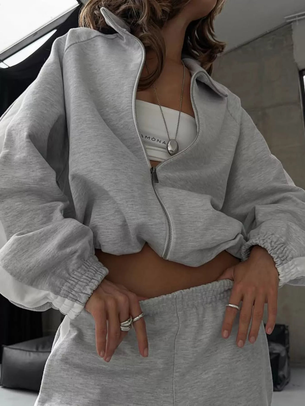 Zip Up Long Sleeve Outerwear Pants Set