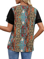 Layered Short Sleeve Round Neck T-shirt (31)
