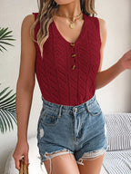 Openwork V-neck Knit Vest (11)