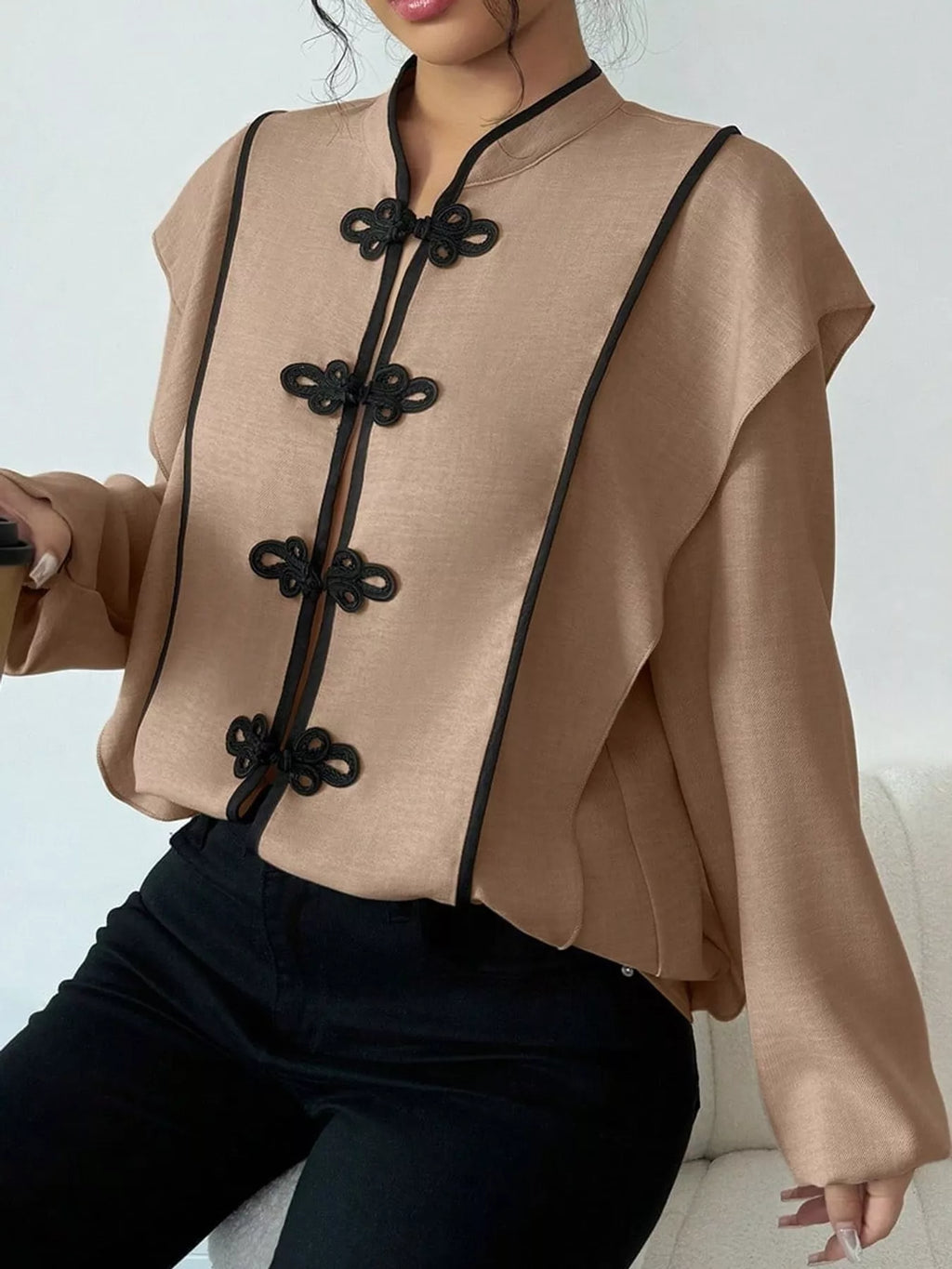 Chinese-style Mandarin Collar Blouse (11)