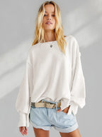 Slit Round Neck Dropped Shoulder T-shirt (5)