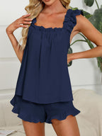 Ruffle Trim Top Shorts Set (13)