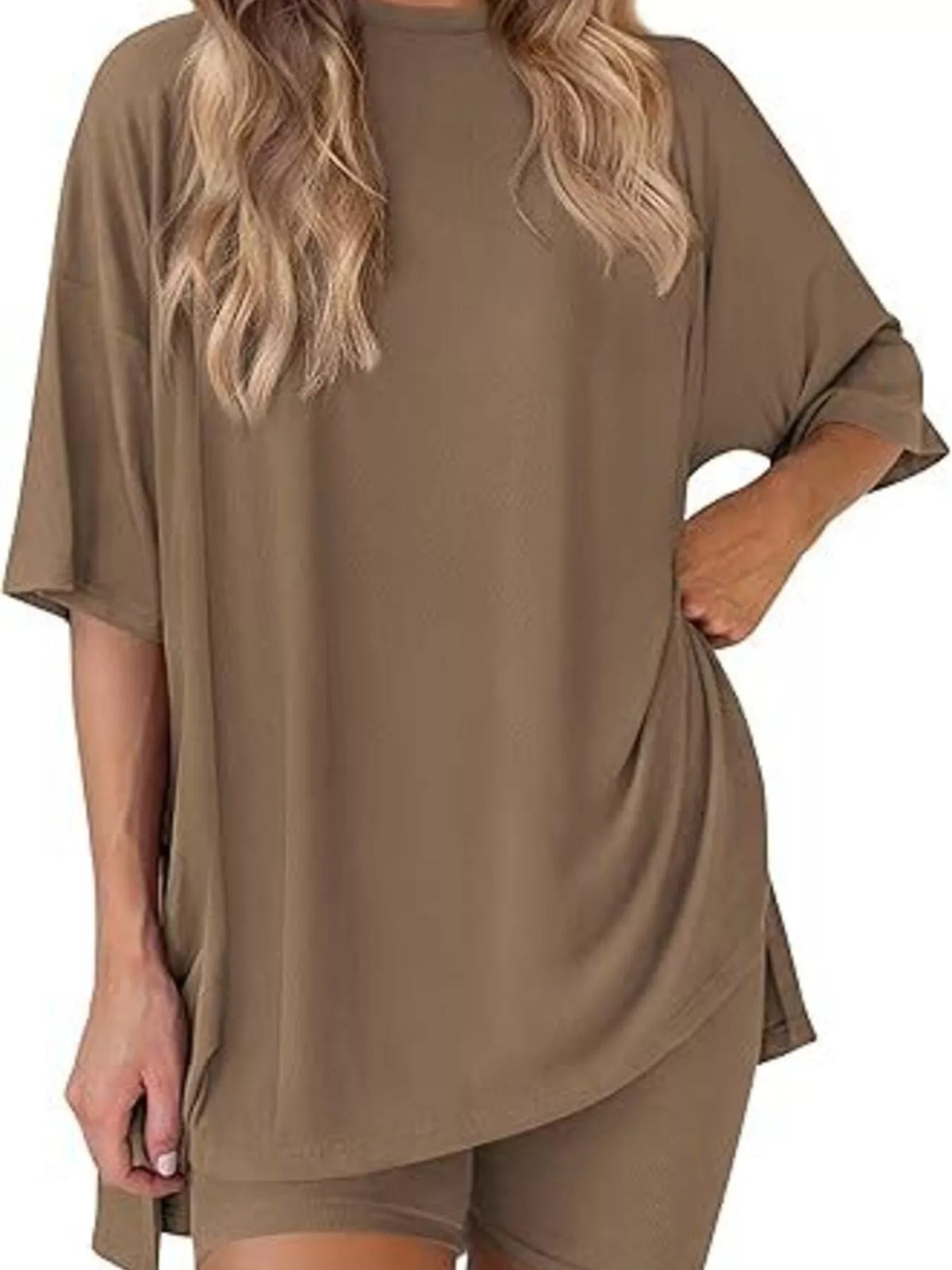 Full Size Half Sleeve T-shirt Shorts Set Plus (12)