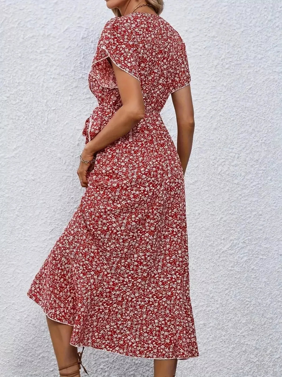 Floral Print Ruffle Hem Wrap Midi Dress (16)