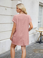 Round Neck Short Sleeve Mini Dress (4)