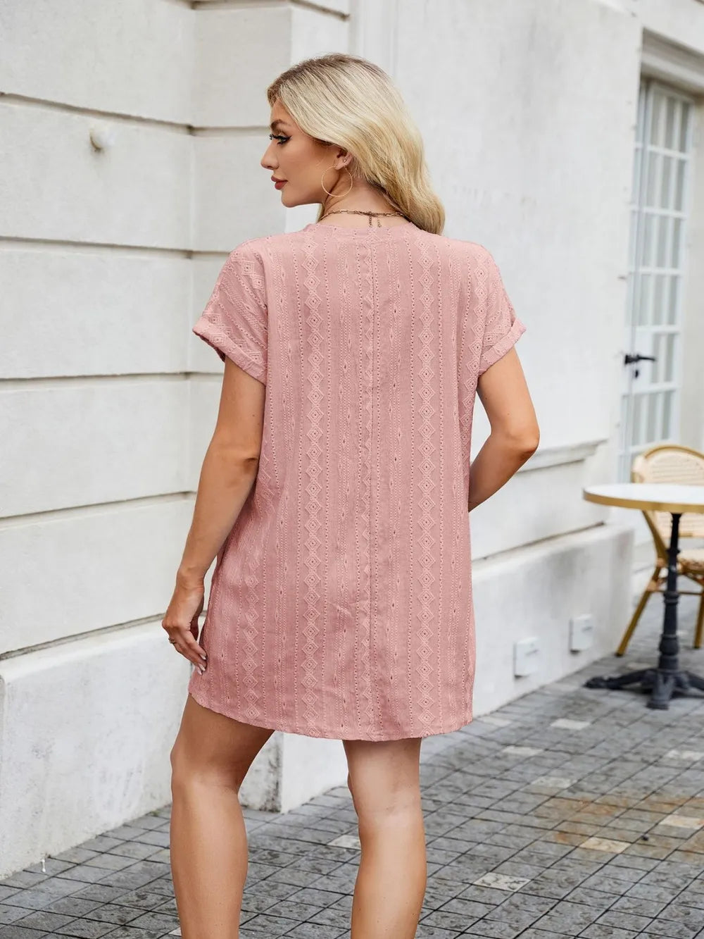 Round Neck Short Sleeve Mini Dress (4)