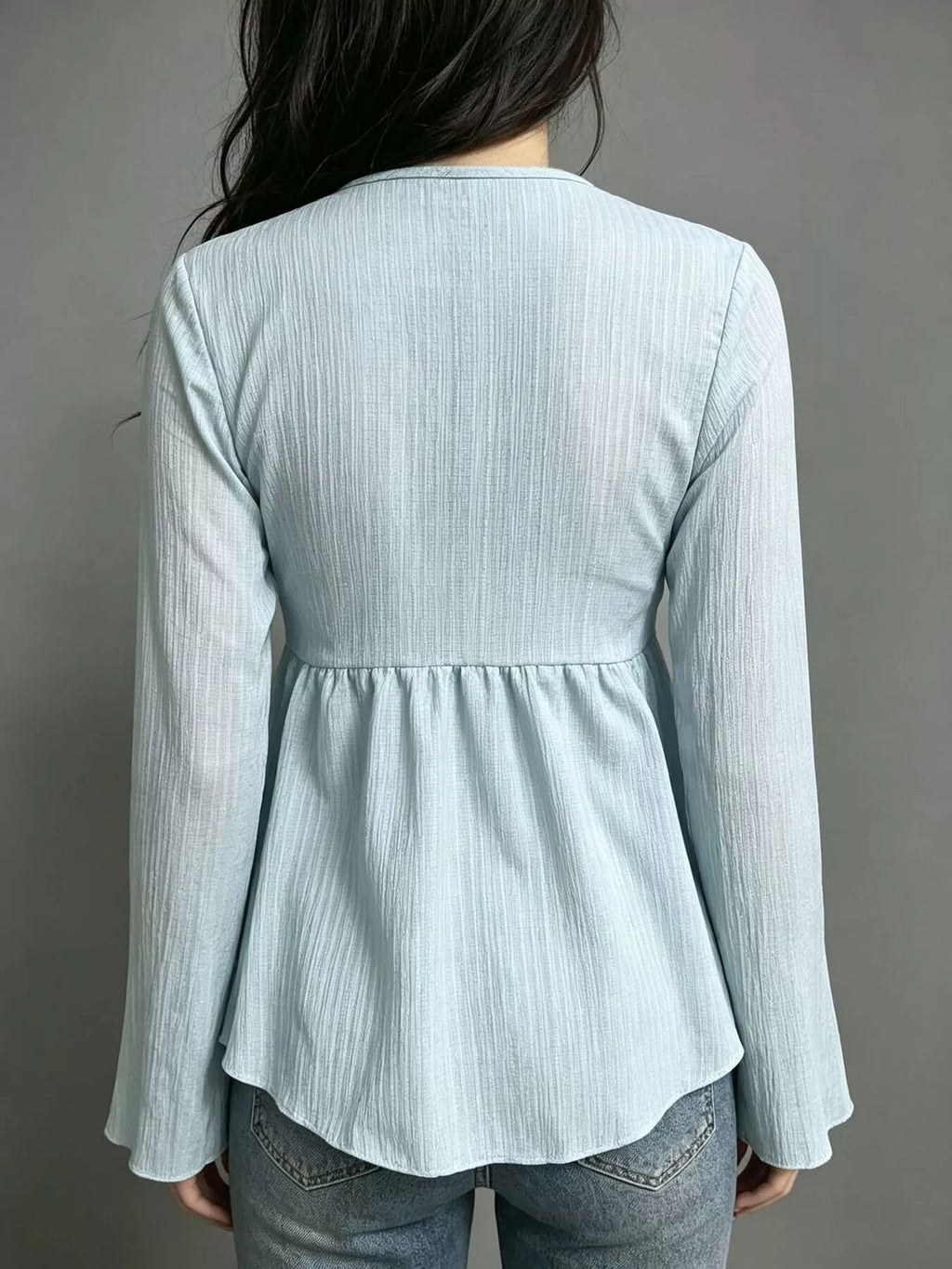 Tie-front Flare Sleeve Blouse (6)