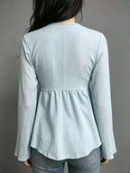Tie-front Flare Sleeve Blouse (6)