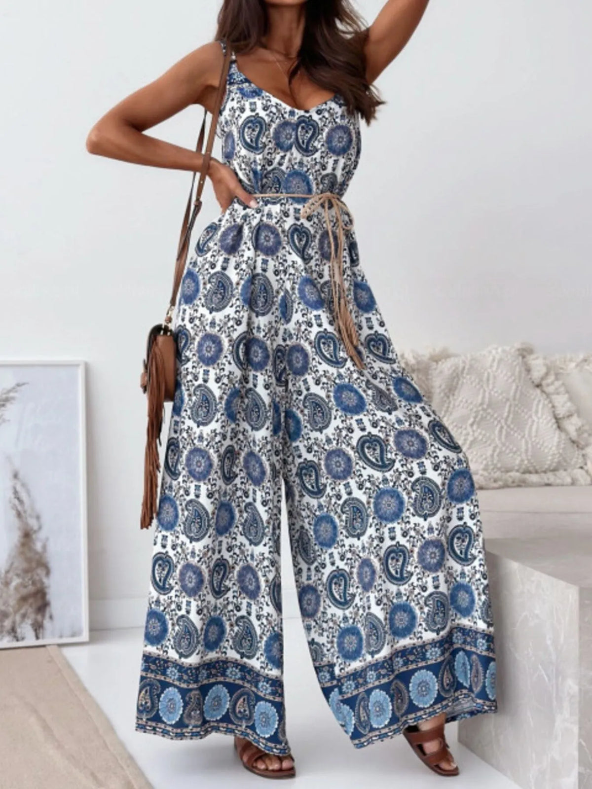 Paisley Print Spaghetti Strap Wide Leg Jumpsuit (12)