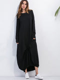 Full Size Round Neck Long Sleeve Sweatshirt Dress (10)