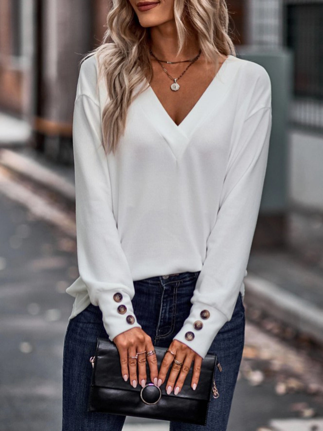 V-neck Long Sleeve Top (6)