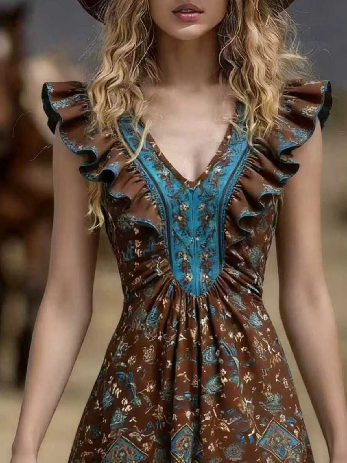 Ruffled V-neck Mini Dress (10)