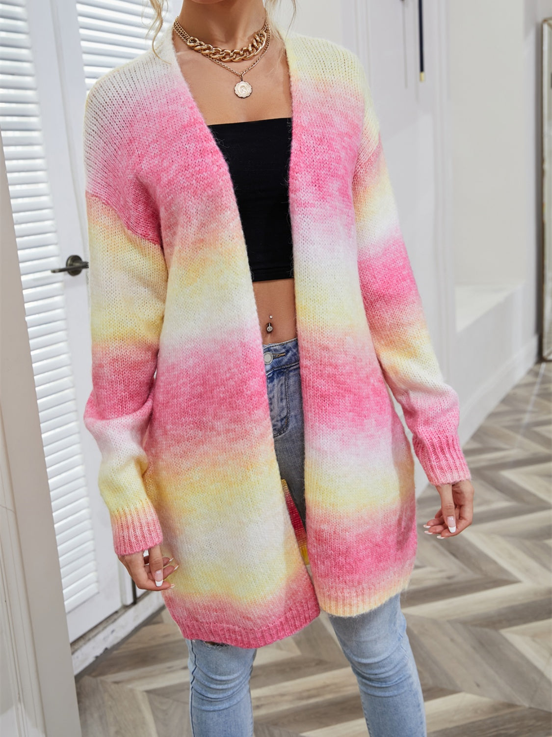 Full Size Gradient Open Front Cardigan (12)
