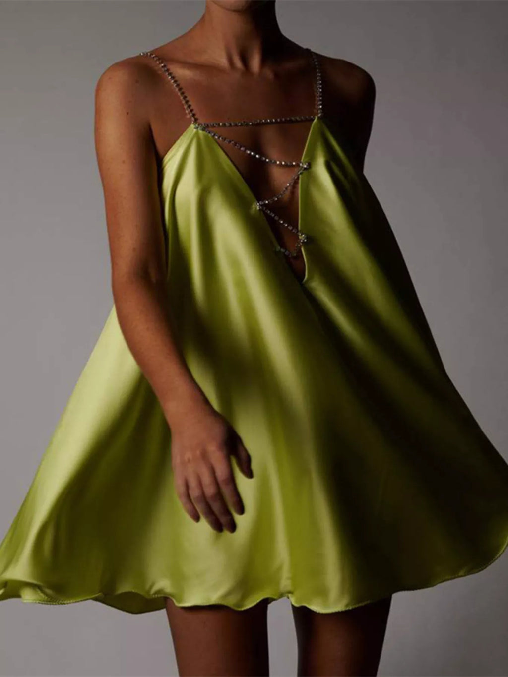 Rhinestone Embellished Plunge Mini Dress (5)