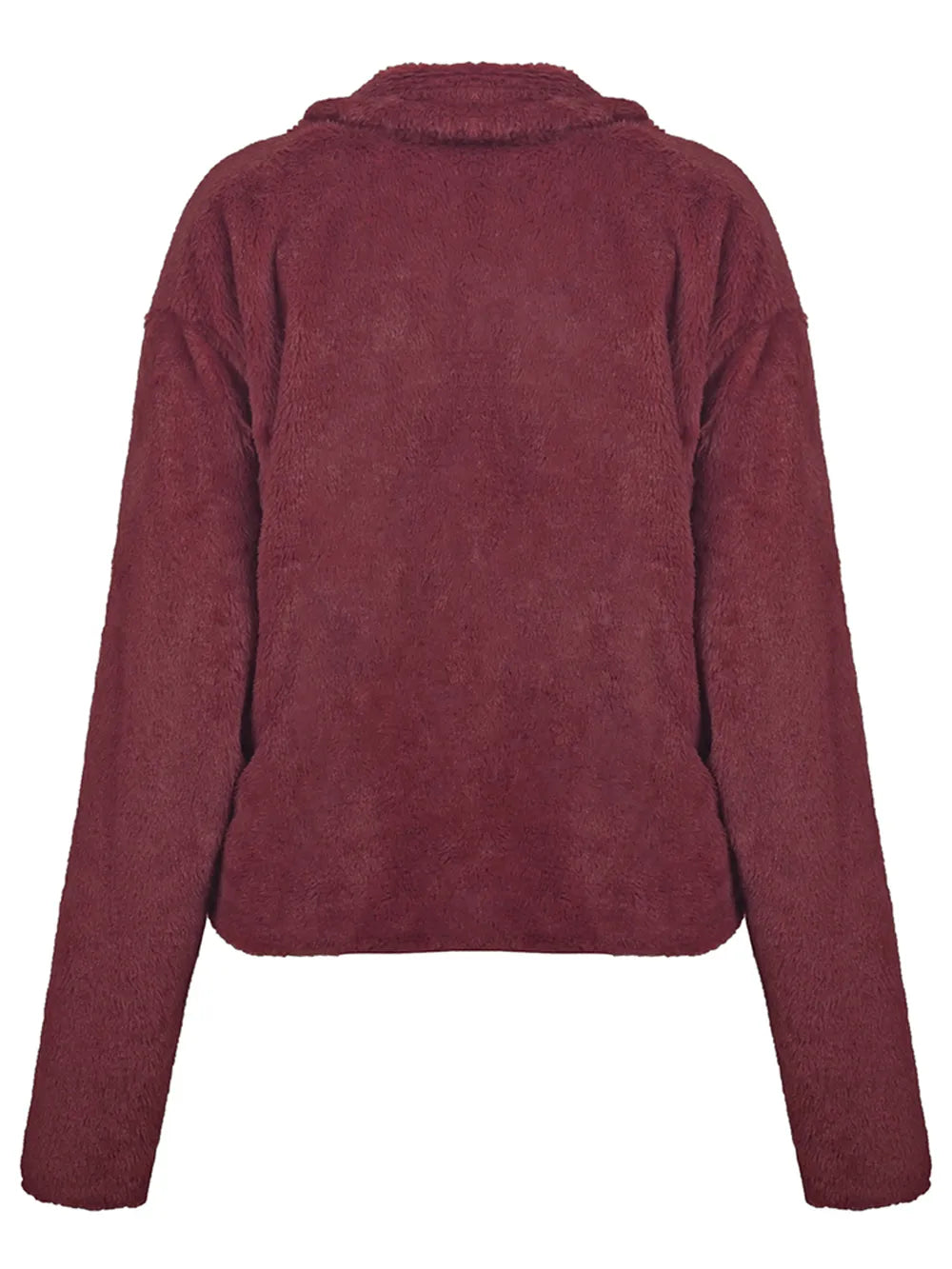 Plush Open Front Dropped Shoulder Jacket (6)