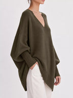 Full Size V-neck Oversized Batwing Sleeve Sweater Plus (22)