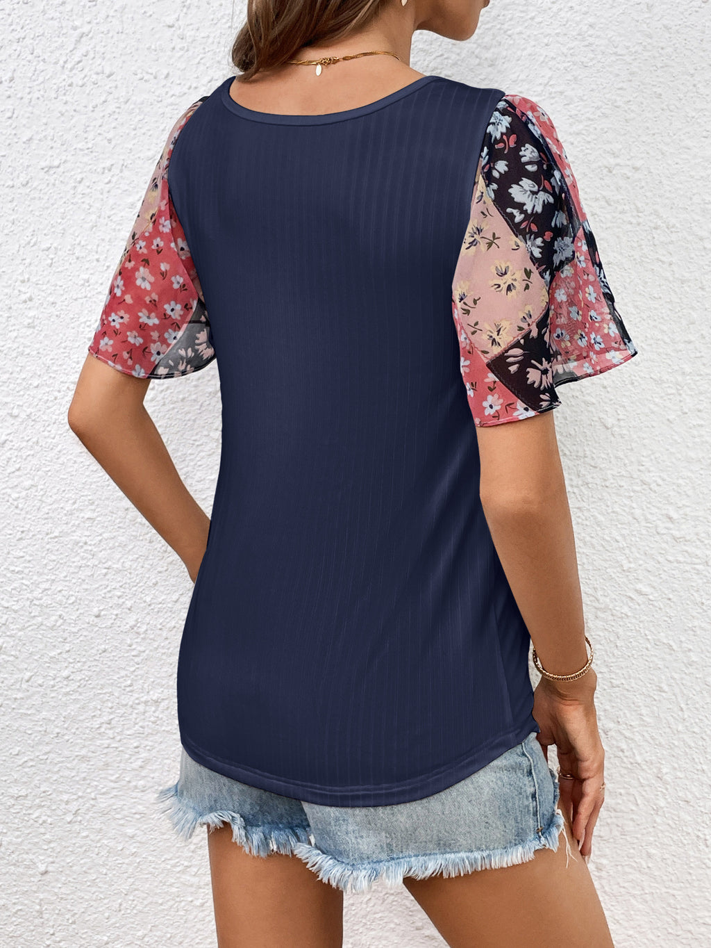 Printed Puff Sleeve Round Neck Tee (9)