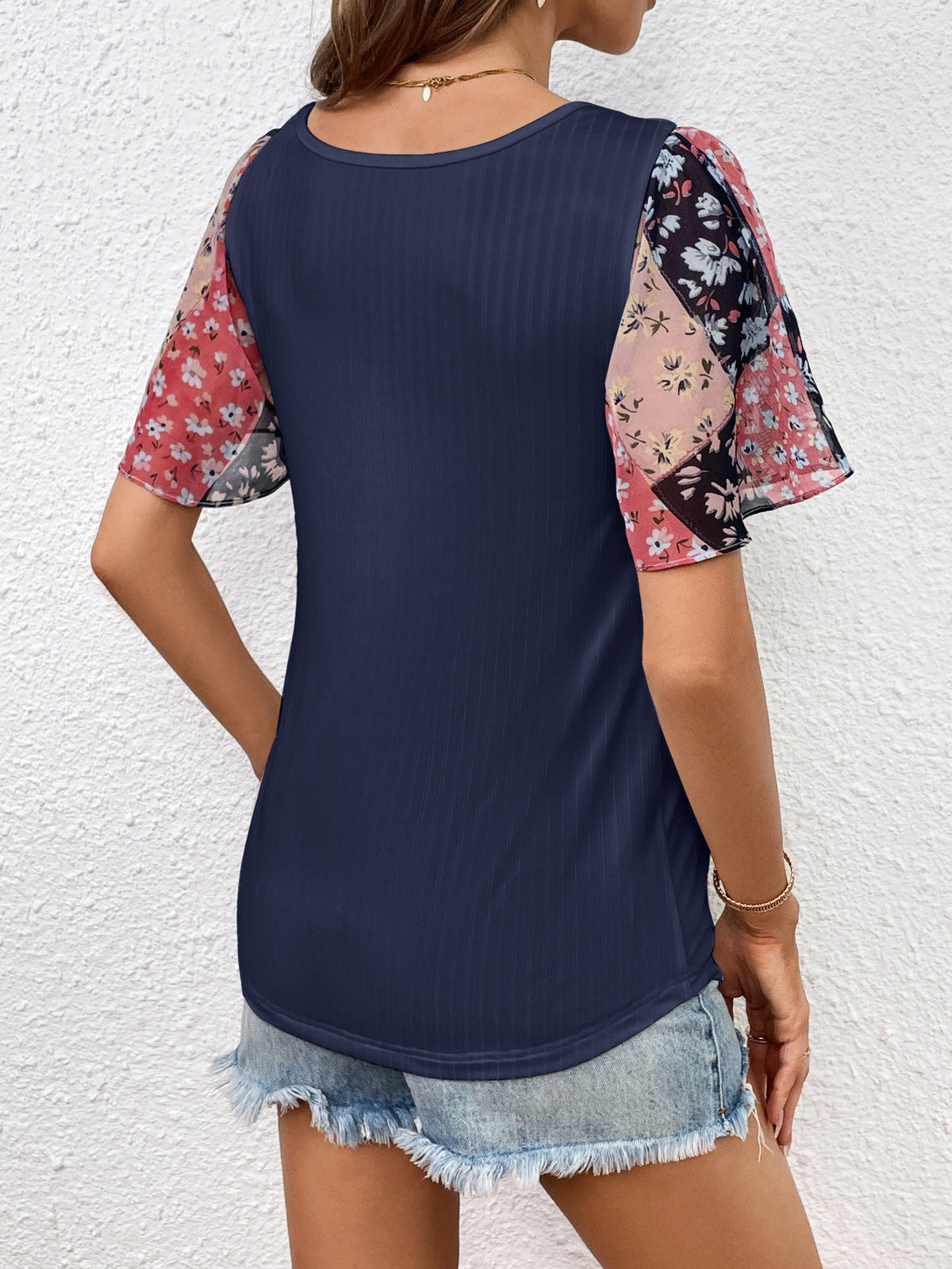Printed Puff Sleeve Round Neck Tee (9)