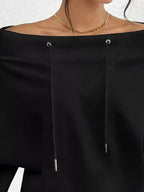 Full Size Off-shoulder Drawstring Long Sleeve Top Plus (2)