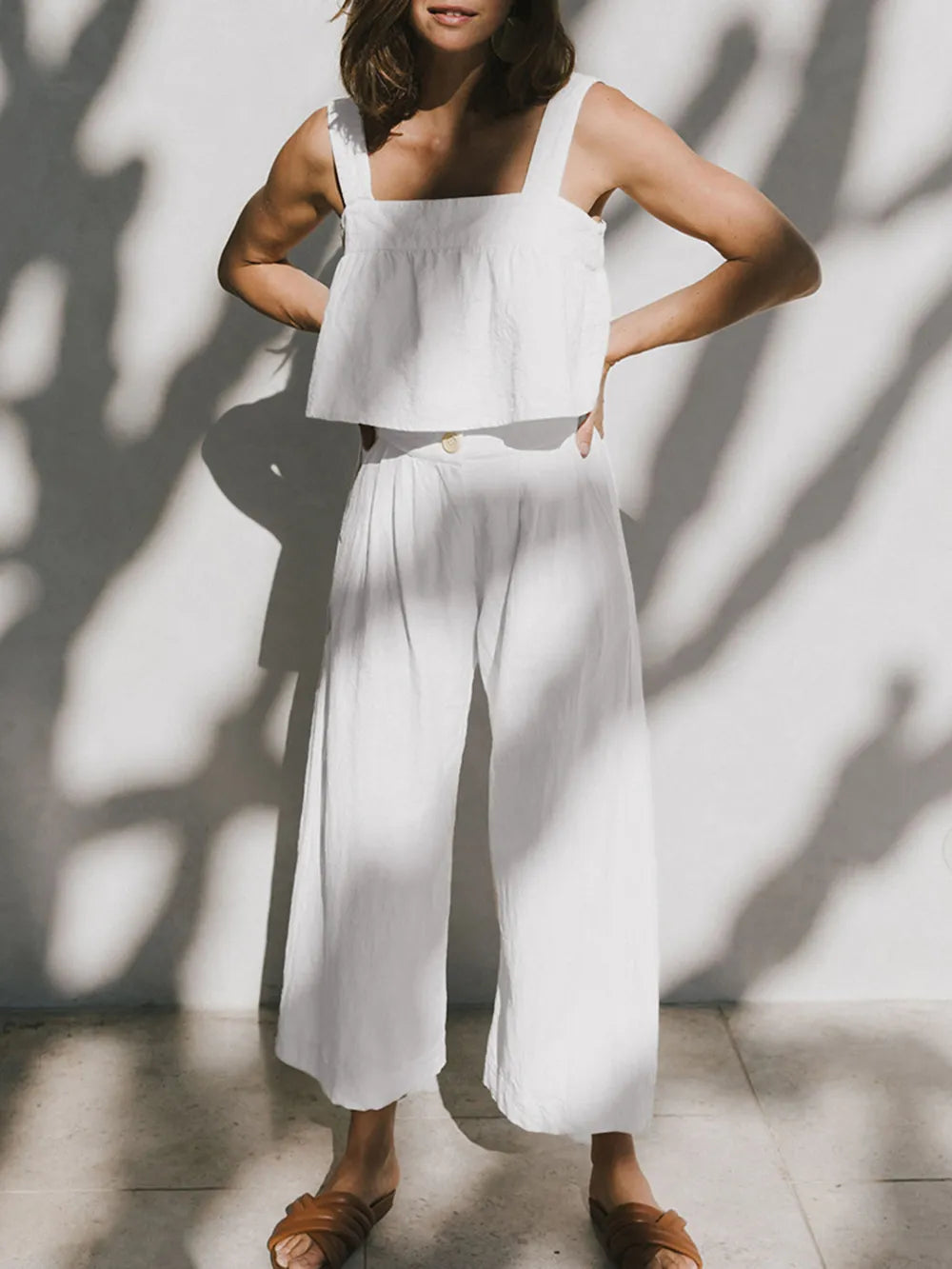 Square Neck Wide Strap Top Pants Set (4)