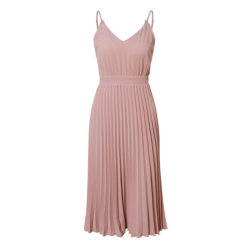 V-neck Camisole Dress variant CJNSSYLY04165-Pink-S|CJNSSYLY04165-Pink-XL|CJNSSYLY04165-Pink-XXL