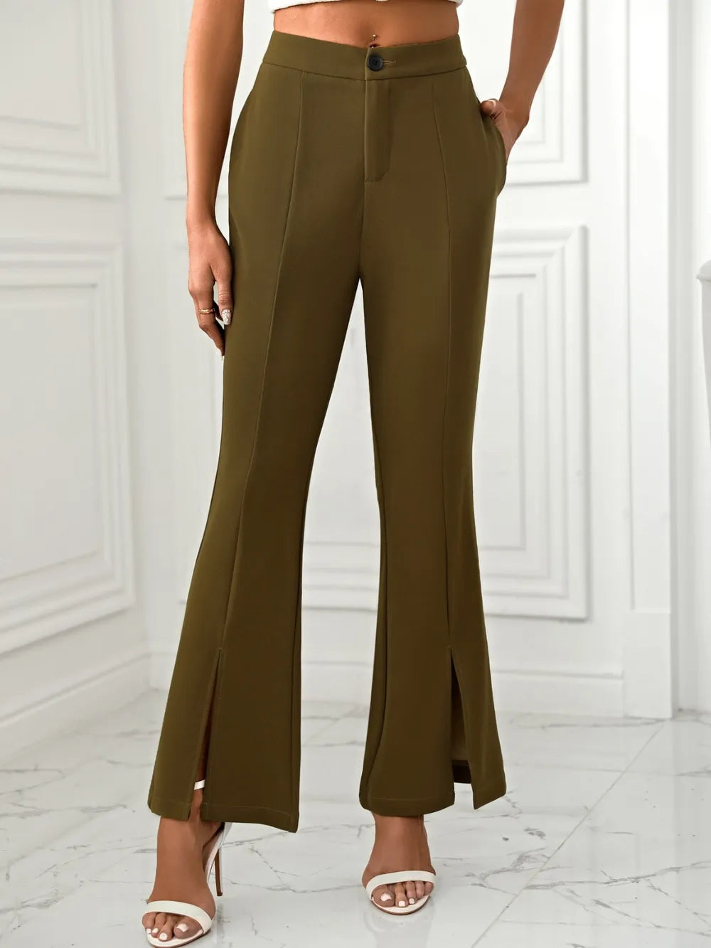 Slit Flare Pants Pockets (6)