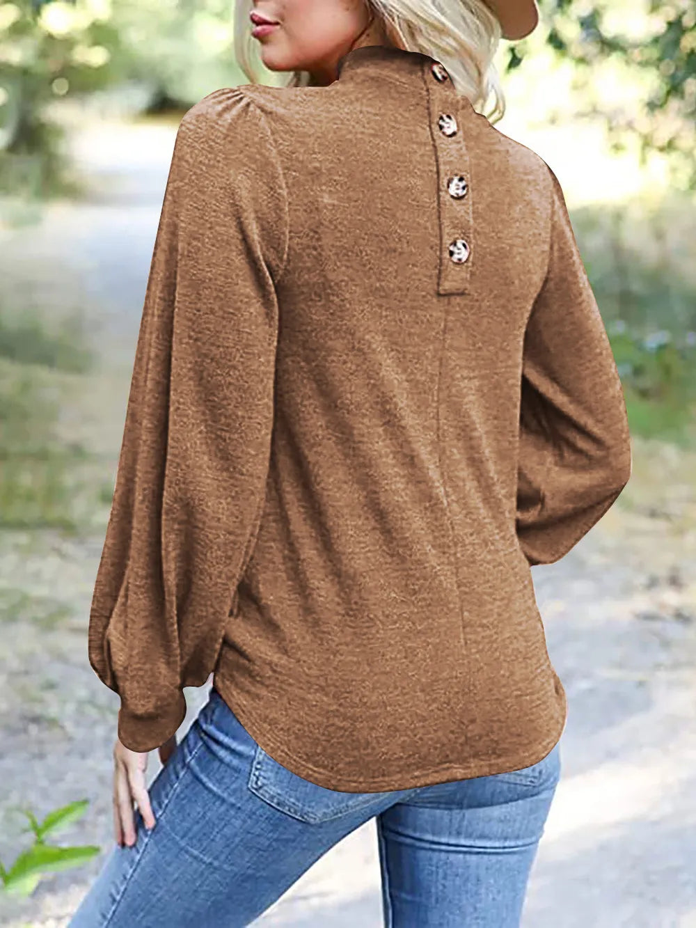 Full Size Mock Neck Long Sleeve T-shirt (18)