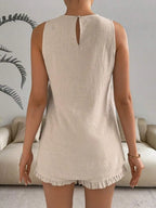 Lace Detail Round Neck Tank Shorts Set (6)