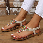 Pu Leather Beaded Flat Sandals (3)