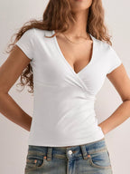 Ruched Short Sleeve Fitted T-shirt (5)