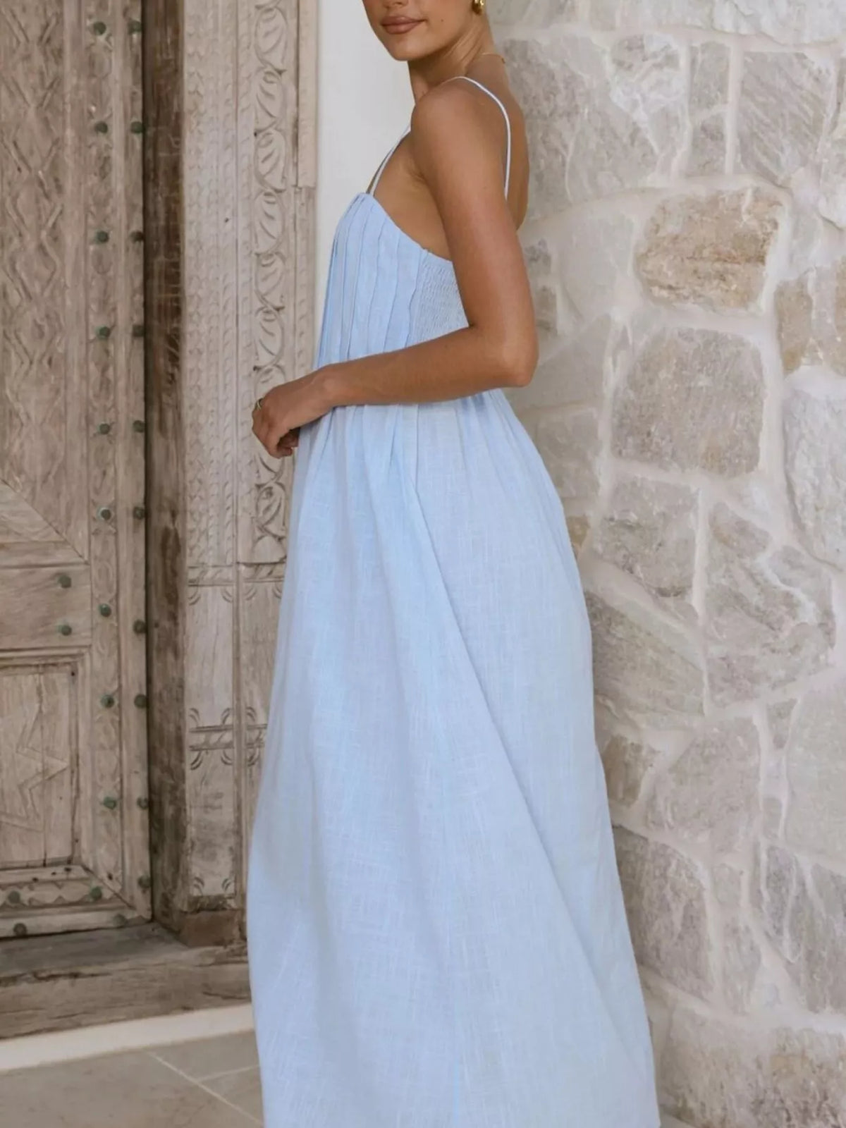 Pleated Bodice Midi Cami Dress (4)