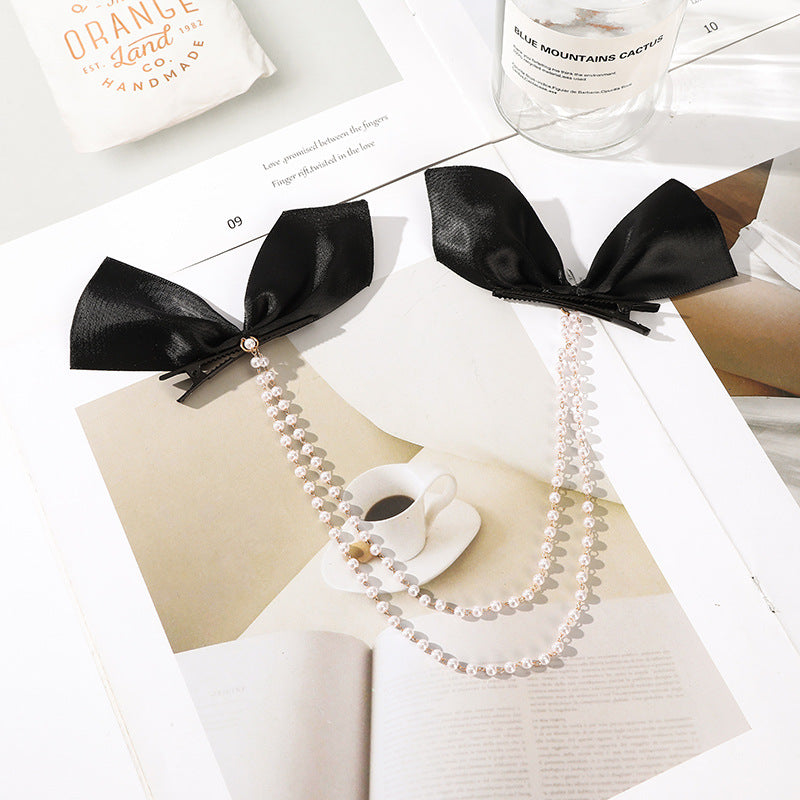 Bow Pearl Fringe Hair Clip variant CJST154063704DW