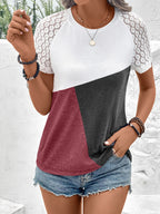 Block Raglan Sleeve Round Neck Tee (13)