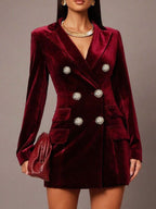 Velvet Double-breasted Blazer Dress (5)