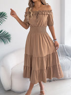 Smocked Off-shoulder Tiered Dress (14)