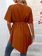 Tied Round Neck Half Sleeve Blouse (3)