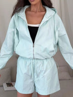 Lightweight Hooded Jacket Shorts Set (23)