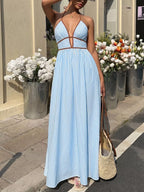 Striped Halter Neck Maxi Dress (2)