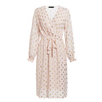 Lantern Sleeve Belt Midi Dress variant CJNSSYLY05359-Flesh pink-M|CJNSSYLY05359-Flesh pink-S|CJNSSYLY05359-Flesh pink-L