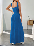Ribbed Knit Square Neck Sleeveless Maxi Dress (2)
