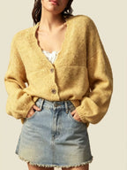 V-neck Button-down Knit Cardigan (2)
