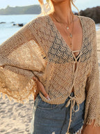 Crochet Knit Tie Front Cover-up (2)