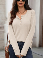 Waffle Knit Long Sleeve T-shirt (9)