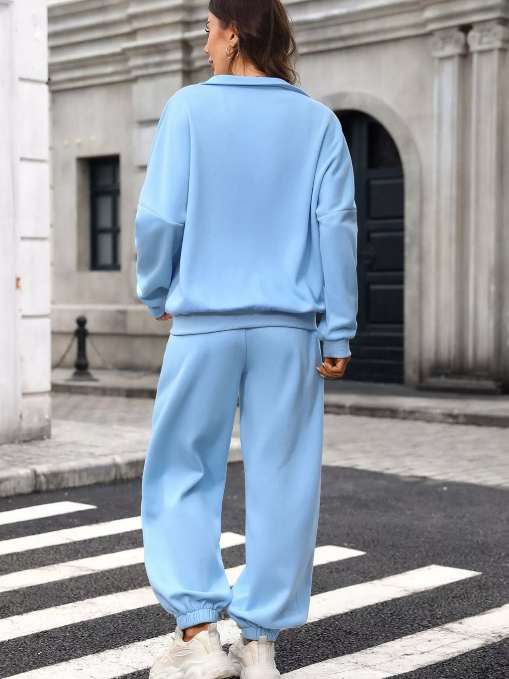 Zip-up Long Sleeve Top Pants Set (4)