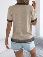 Round Neck Short Sleeve Knit Top (18)