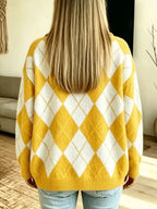 Argyle Pattern Collared Pullover Sweater (12)