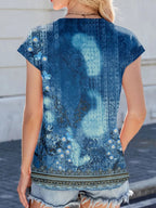 Printed Round Neck Cap Sleeve Top (16)